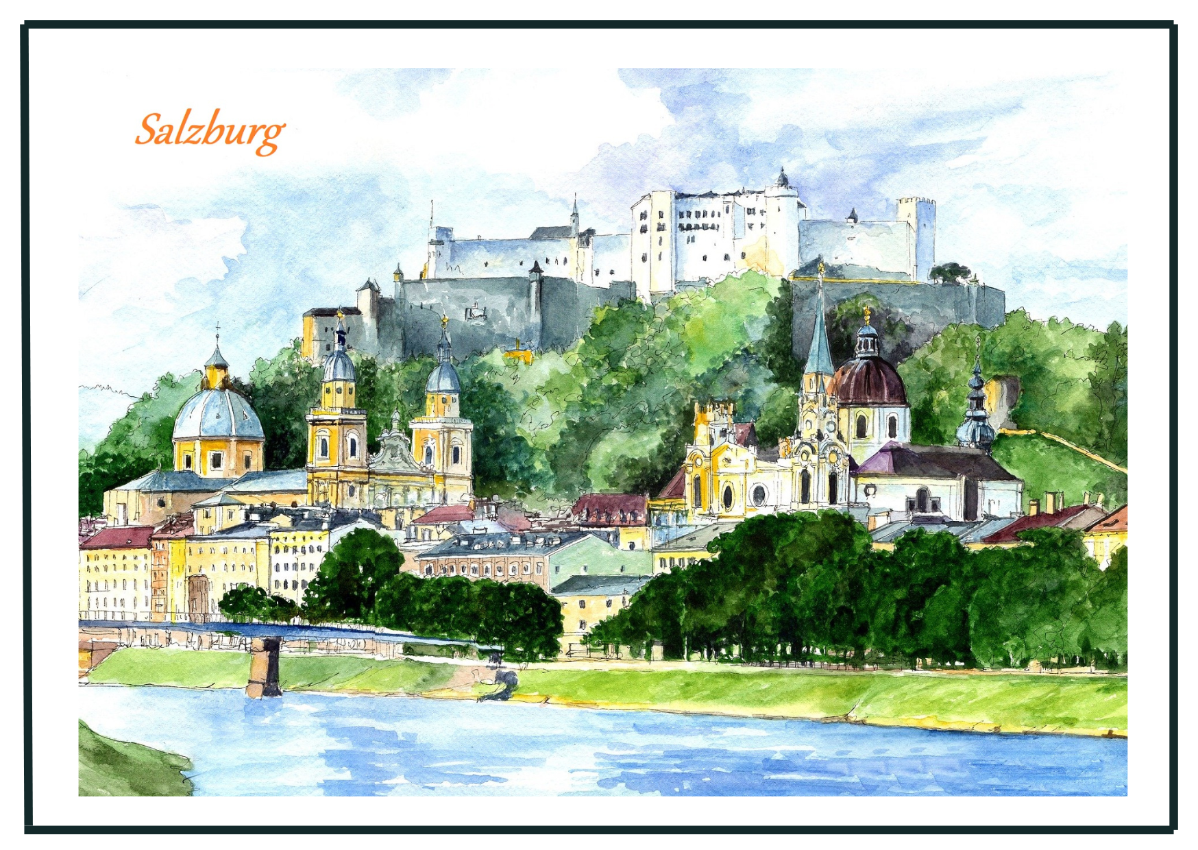Postcard Salzburg painted