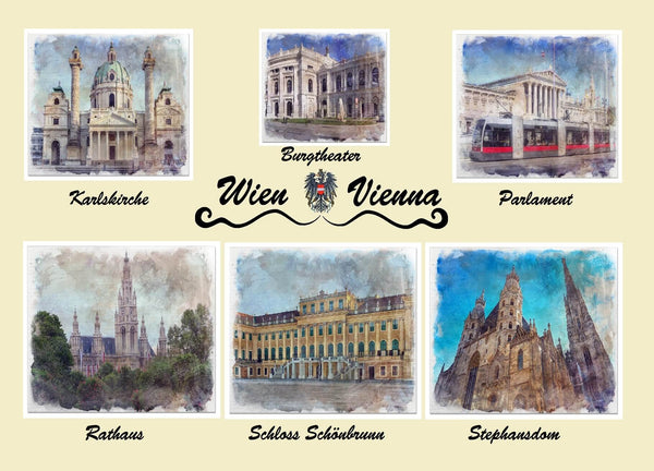 Kühlschrankmagnet Collage Wien 5 - souverista
