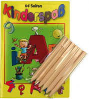 Kindermalbuch mit 6 Buntstiften (50 Stück) - souverista