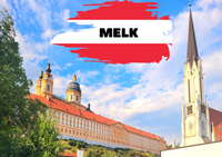 Kühlschrankmagnet Melk mit Stadtpfarrkirche
