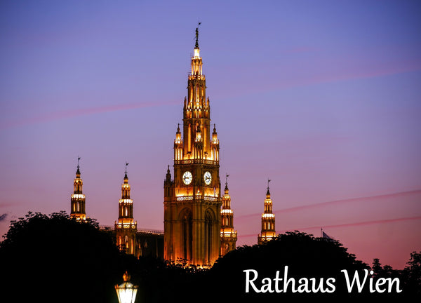 Ansichtskarte Rathaus Wien am Abend - souverista