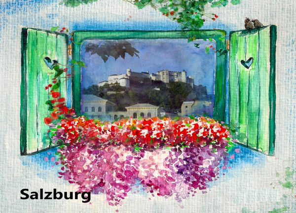 Ansichtskarte Salzburg im Fenster - souverista