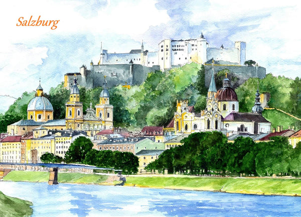 Kühlschrankmagnet Salzburg gemalt - souverista