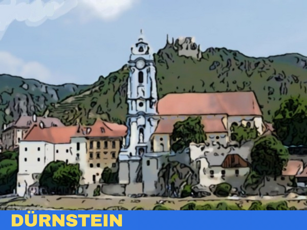 Kühlschrankmagnet Dürnstein gezeichnet - souverista