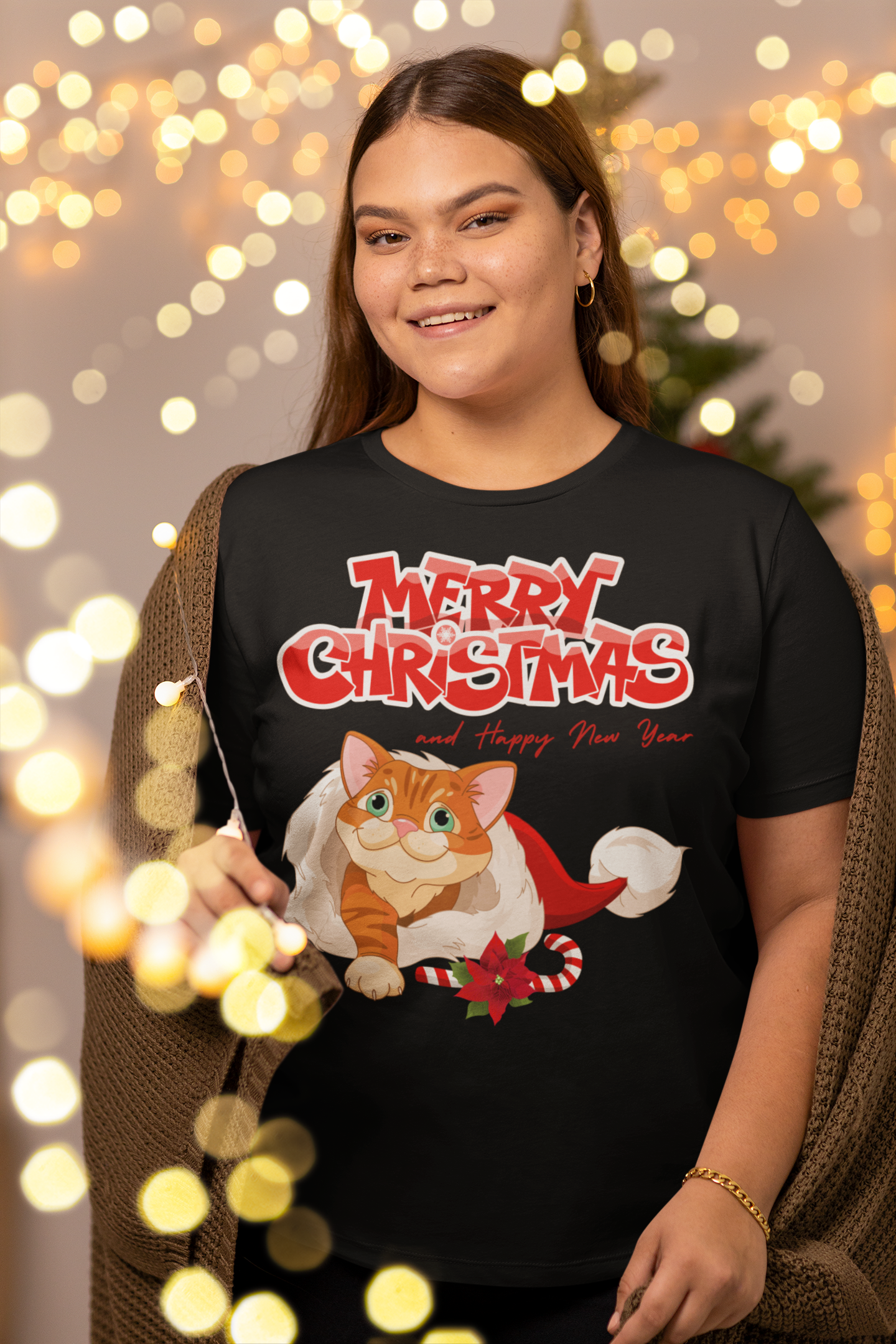 Christmas Katze, Merry Christmas, Weihnachts Katze, Kurzärmeliges Unisex-T-Shirt