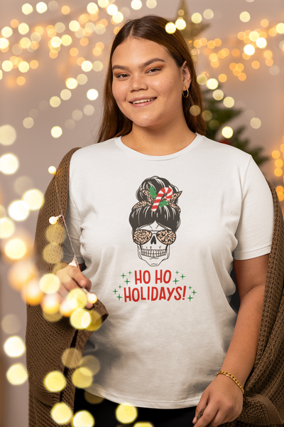 Totenkopf T-Shirt, Weihnachten T-Shirt, Kurzärmeliges Unisex-T-Shirt