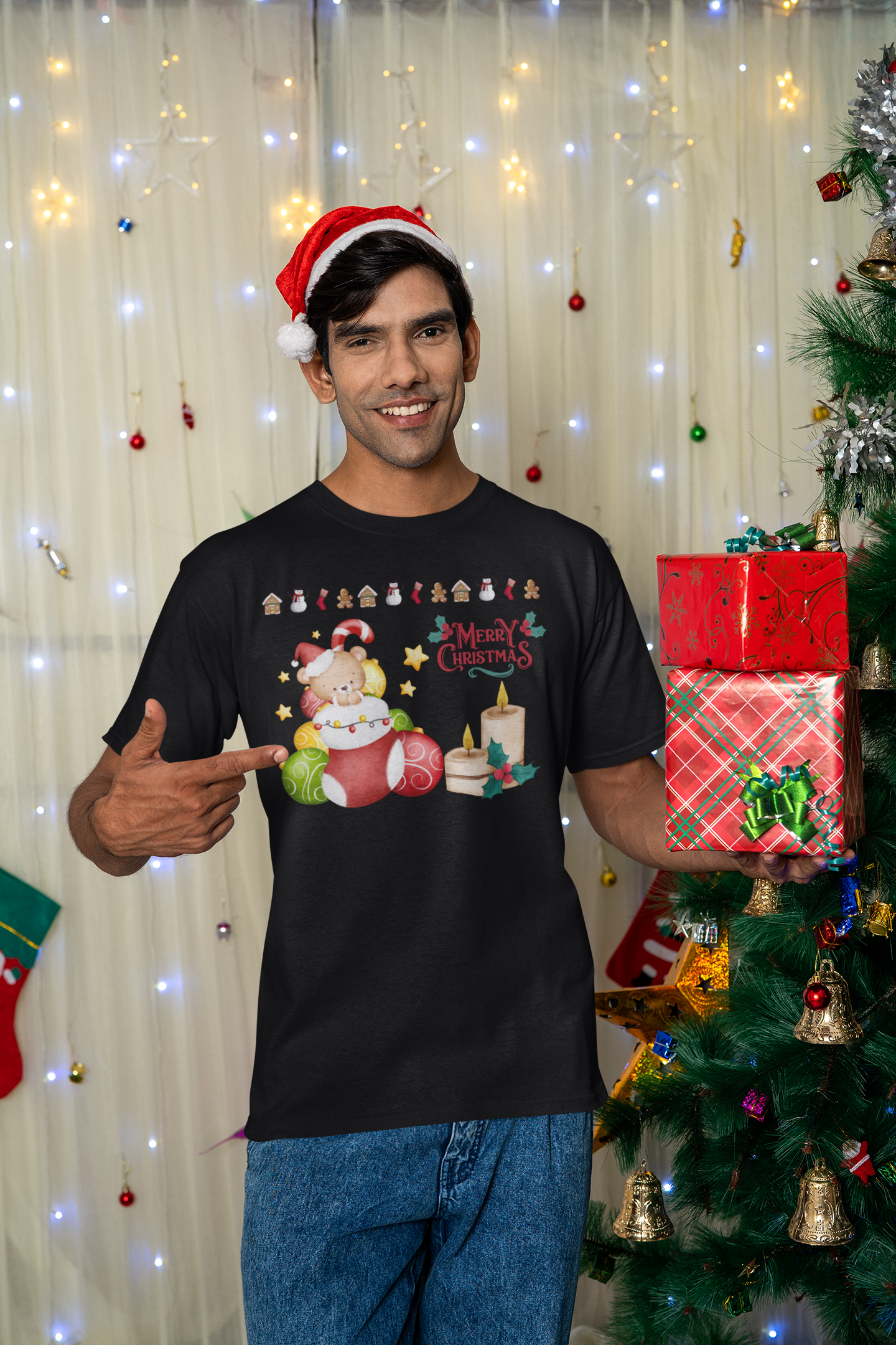 Merry christmas T-Shirt, Teddy Bär T-Shirt, Kurzärmeliges Unisex-T-Shirt