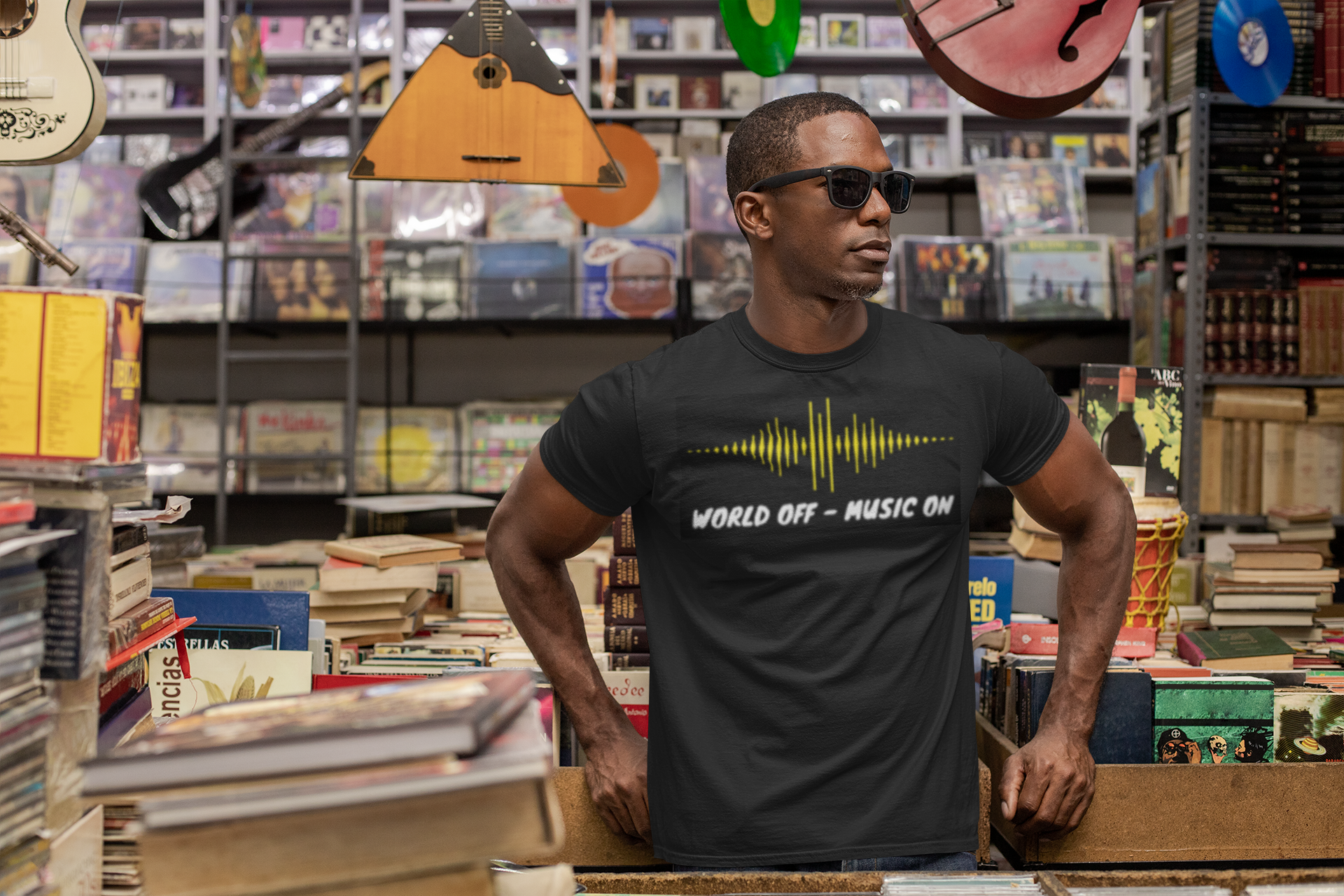 World off Music on, World off, Music on, Music T-Shirt, DJ T-Shirt, T-Shirt printing