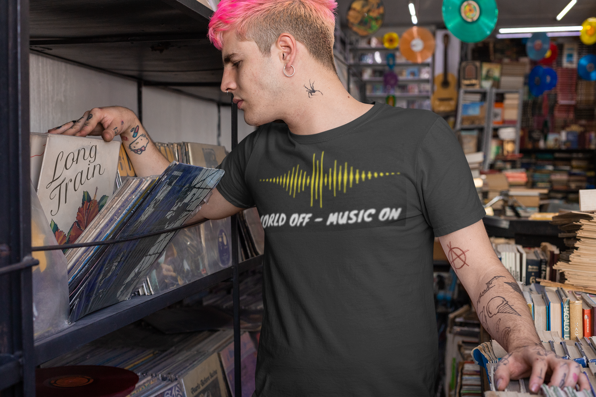 World off Music on, World off, Music on, Music T-Shirt, DJ T-Shirt, T-Shirt printing