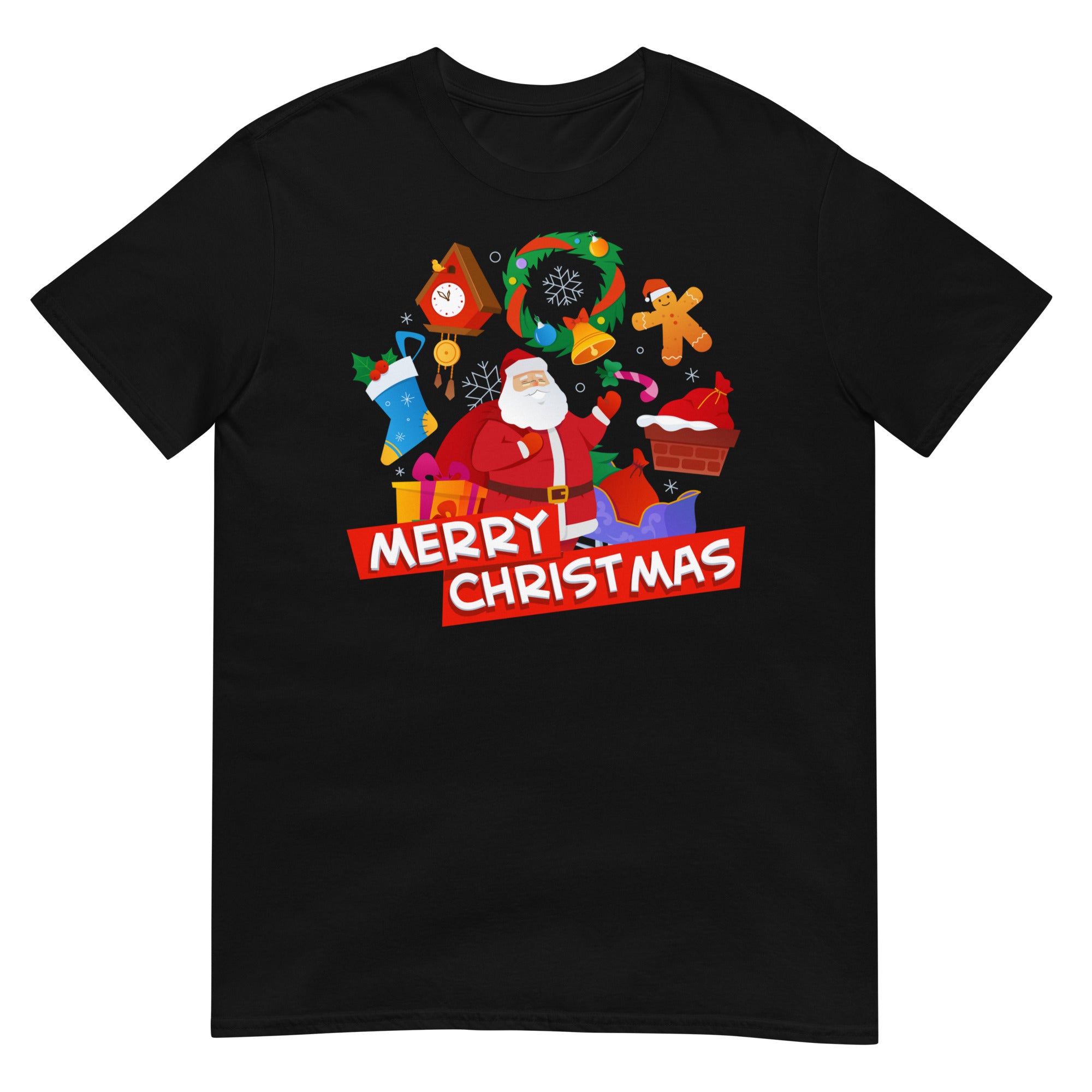 Santa Claus, merry christmas, Kurzärmeliges Unisex-T-Shirt