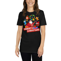 Santa Claus, merry christmas, Kurzärmeliges Unisex-T-Shirt