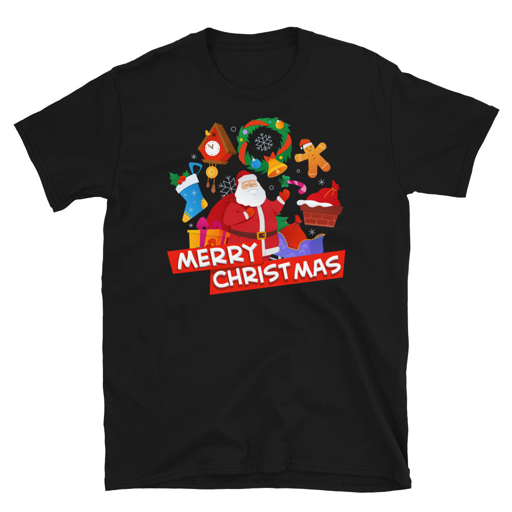 Santa Claus, merry christmas, Kurzärmeliges Unisex-T-Shirt