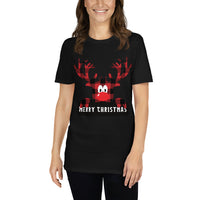 Renntier Rudolf, Weihnachten T-Shirt, personalisiertes T-Shirt, T-Shirt Druck, kurzärmeliges Unisex-T-Shirt