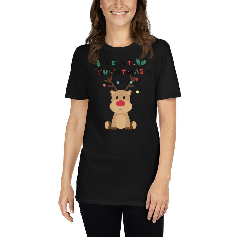 Renntier Rudolf, Weihnachtsmann T-Shirt, Weihnachten Shirt, Geschenk Weihnachten, personalisiertes T-Shirt, Kurzärmeliges Unisex-T-Shirt