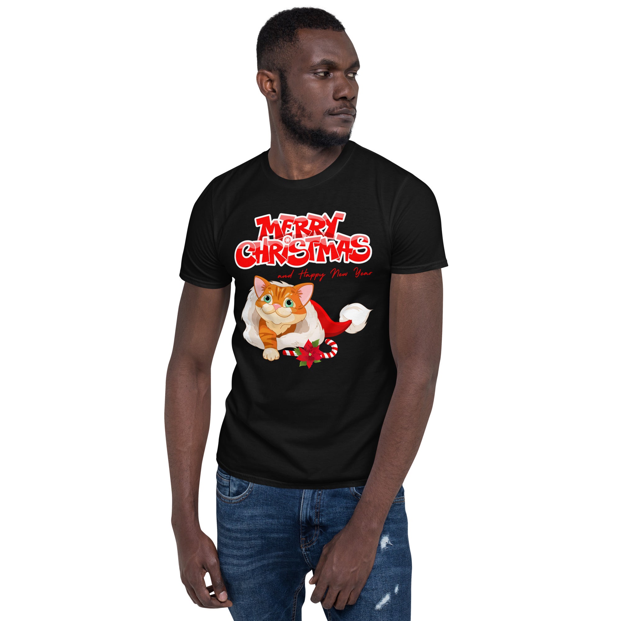 Christmas Katze, Merry Christmas, Weihnachts Katze, Kurzärmeliges Unisex-T-Shirt