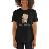 Teddybär T-Shirt, Frohe Weihnachten, Kurzärmeliges Unisex-T-Shirt