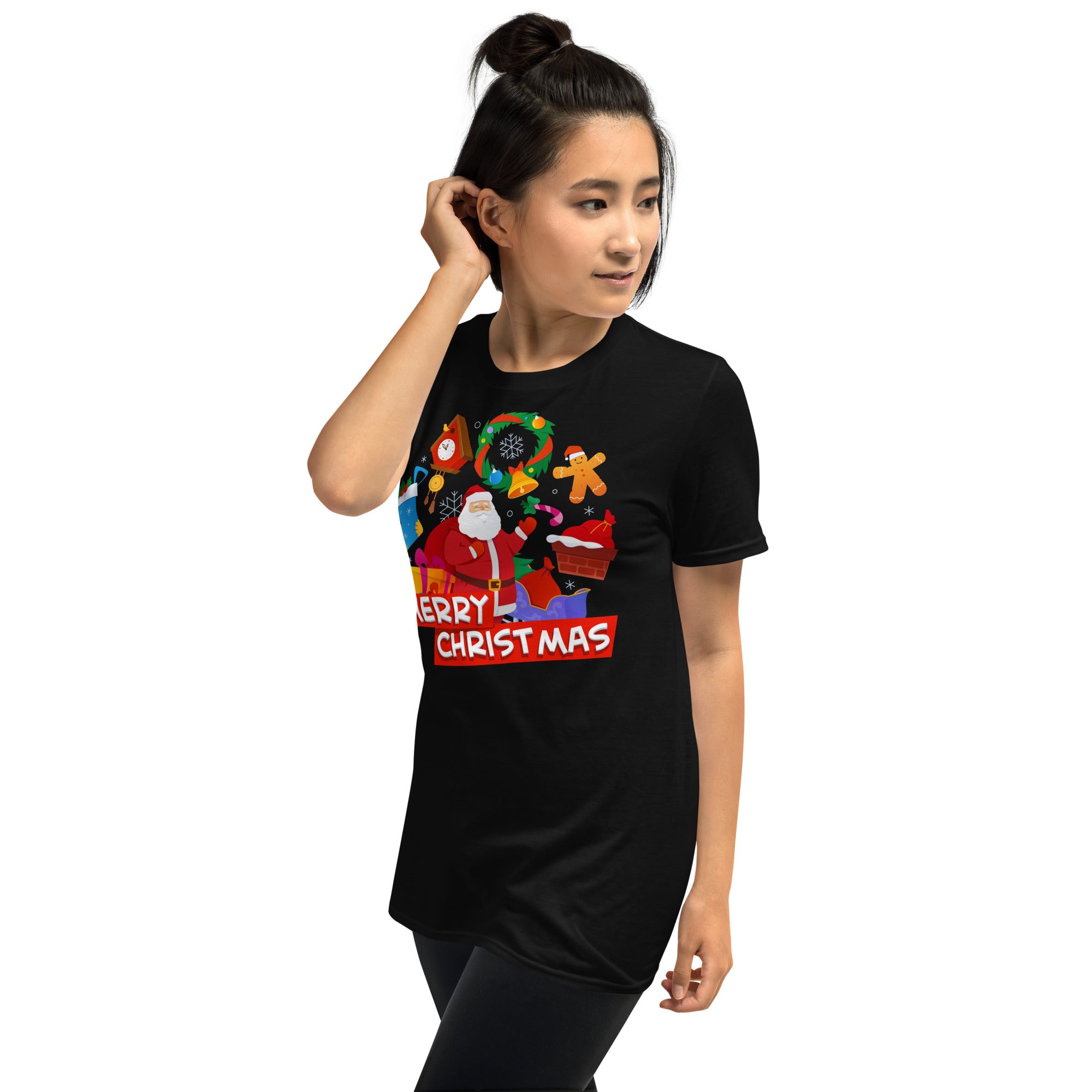 Santa Claus, merry christmas, Kurzärmeliges Unisex-T-Shirt