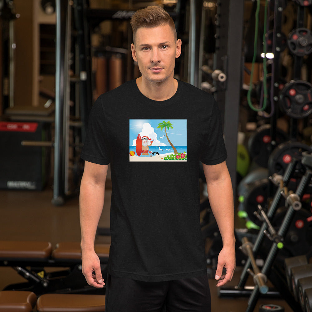 Weihnachtsmann am Strand Unisex-T-Shirt