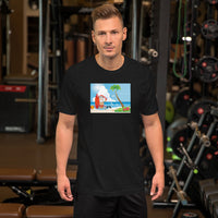 Weihnachtsmann am Strand Unisex-T-Shirt