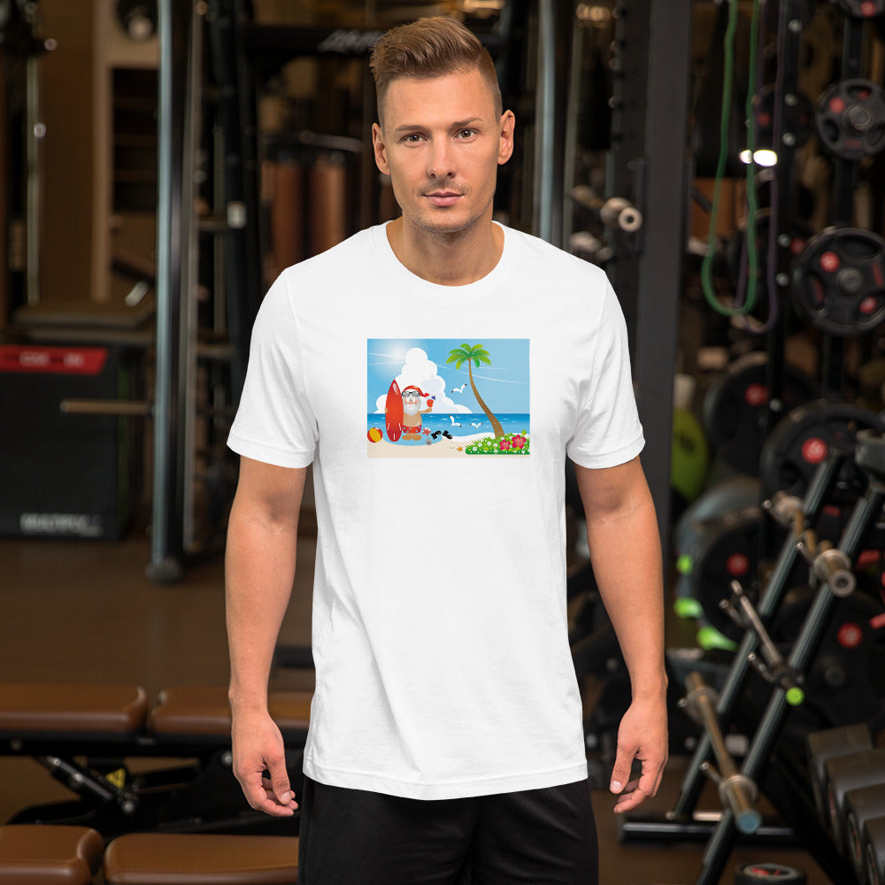 Weihnachtsmann am Strand Unisex-T-Shirt